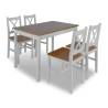 5 Piece Dining Set in Brown and White - Stylish & Elegant