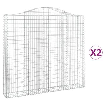 Arched Gabion Baskets - 2pcs Galvanised Iron 200x30x180/200cm