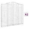 Arched Gabion Baskets - 2pcs Galvanised Iron 200x30x180/200cm