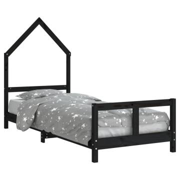 Kids Bed Frame Black 80x200 cm Solid Pine - Fun & Stylish