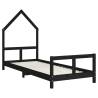 Kids Bed Frame Black 80x200 cm Solid Pine - Fun & Stylish