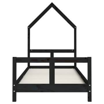 Kids Bed Frame Black 80x200 cm Solid Pine - Fun & Stylish