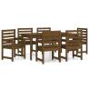 7 Piece Garden Dining Set - Honey Brown Solid Pine Wood