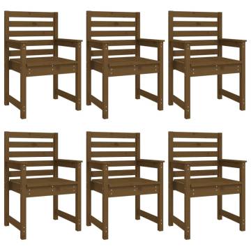 7 Piece Garden Dining Set - Honey Brown Solid Pine Wood