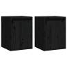 Stylish Black Wall Cabinets - 2 pcs Solid Pine | Hipomarket