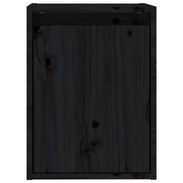 Stylish Black Wall Cabinets - 2 pcs Solid Pine | Hipomarket