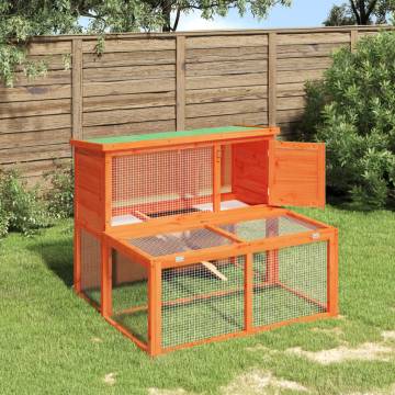 Rabbit Hutch Brown 102x90 cm - Solid Pine Wood for Pets