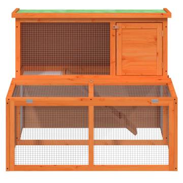 Rabbit Hutch Brown 102x90 cm - Solid Pine Wood for Pets