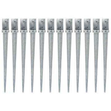 Ground Spikes 12 pcs Silver - Galvanised Steel | HipoMarket