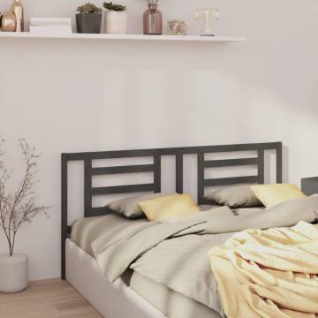 Stylish Grey Bed Headboard - Solid Pine Wood, 206x4x100 cm