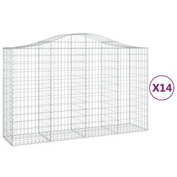 Arched Gabion Baskets - 14 pcs, Galvanised Iron 200x50x120 cm