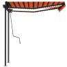 Manual Retractable Awning with LED - 3x2.5m Orange & Brown