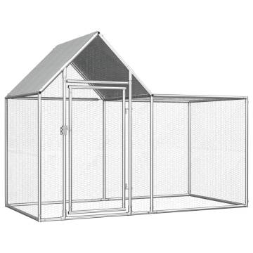 Spacious Galvanised Steel Chicken Coop - 2x1x1.5 m