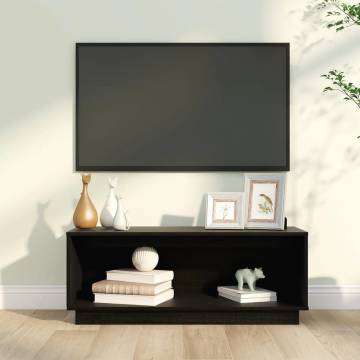 Elegant Black TV Cabinet - Solid Pine Wood | Hipomarket UK