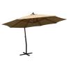 Hanging Parasol with Wooden Pole 350 cm - Taupe Shade Outdoor