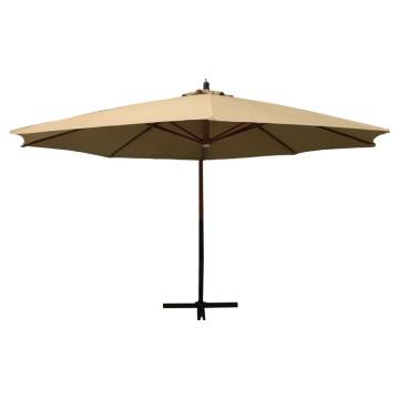 Hanging Parasol with Wooden Pole 350 cm - Taupe Shade Outdoor