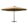 Hanging Parasol with Wooden Pole 350 cm - Taupe Shade Outdoor