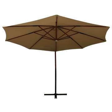 Hanging Parasol with Wooden Pole 350 cm - Taupe Shade Outdoor