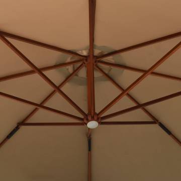 Hanging Parasol with Wooden Pole 350 cm - Taupe Shade Outdoor