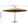 Hanging Parasol with Wooden Pole 350 cm - Taupe Shade Outdoor