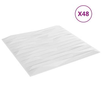 48 pcs White Wall Panels 50x50 cm XPS - Home Design Feature