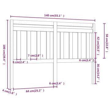 Stylish Pine Bed Headboard - 140x4x100 cm | Hipomarket UK