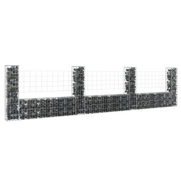 U-shape Gabion Basket with 4 Posts - 380x20x100 cm