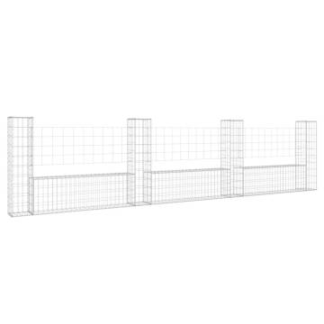 U-shape Gabion Basket with 4 Posts - 380x20x100 cm