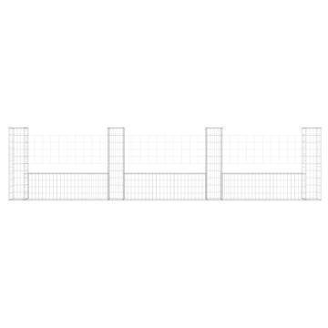 U-shape Gabion Basket with 4 Posts - 380x20x100 cm