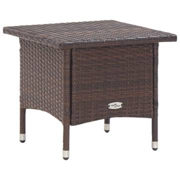 Brown Poly Rattan Tea Table - 50x50x47 cm | Hipo Market