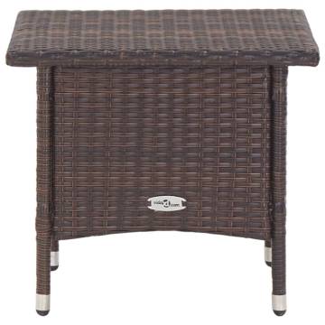 Brown Poly Rattan Tea Table - 50x50x47 cm | Hipo Market