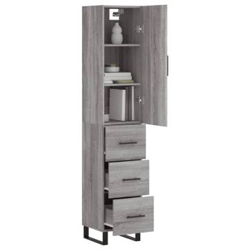 Stylish Highboard Grey Sonoma - 34.5x34x180 cm Engineered Wood