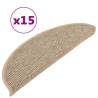 Self-Adhesive Stair Mats - 15 pcs Dark Beige | Hipomarket UK