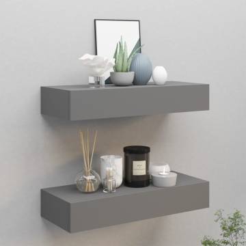 Wall-Mounted Drawer Shelves - Elegant Grey MDF 60x23.5cm