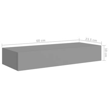 Wall-Mounted Drawer Shelves - Elegant Grey MDF 60x23.5cm