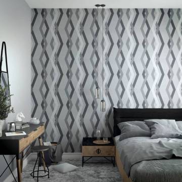 Noordwand Topchic Graphic Lines Diamonds Wallpaper - Grey & Black