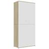 Elegant Shoe Cabinet in White and Sonoma Oak - 80x39x178 cm