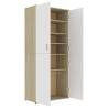 Elegant Shoe Cabinet in White and Sonoma Oak - 80x39x178 cm