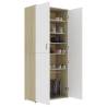 Elegant Shoe Cabinet in White and Sonoma Oak - 80x39x178 cm