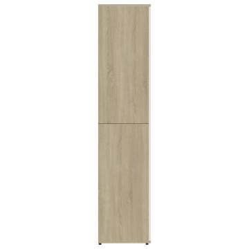 Elegant Shoe Cabinet in White and Sonoma Oak - 80x39x178 cm