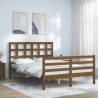 Bed Frame with Headboard Honey Brown Small Double Solid Wood Colour honey brown Size 120 x 190 cm 