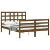 Honey Brown Small Double Bed Frame with Headboard - Solid Wood