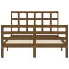 Honey Brown Small Double Bed Frame with Headboard - Solid Wood