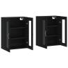 Elegant Wall Mounted Cabinets - 2 Pcs Black Engineered Wood