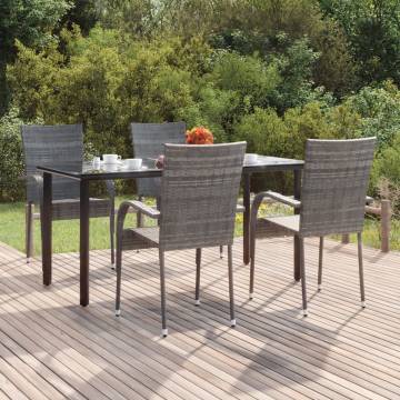 5 Piece Grey Poly Rattan Garden Dining Set - Durable & Stylish