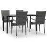 5 Piece Grey Poly Rattan Garden Dining Set - Durable & Stylish