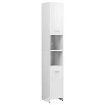 High Gloss White Bathroom Cabinet 30x30x183.5 cm | HipoMarket