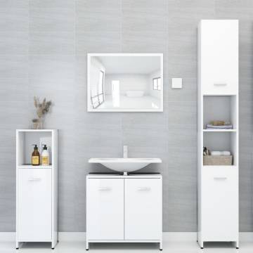 High Gloss White Bathroom Cabinet 30x30x183.5 cm | HipoMarket