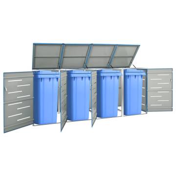 Quadruple Wheelie Bin Shed - Stainless Steel | HipoMarket