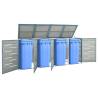 Quadruple Wheelie Bin Shed 276.5x77.5x112.5 cm Stainless Steel Colour blue Size 4 bins Number of bins 1 